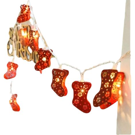 Guirlande lumineuse de Noël d'intérieur, guirlande lumineuse en forme de chaussettes métalliques, guirlande lumineuse LED de Noël, guirlande féérique pour la décoration intérieure des fêtes de fin d'a (1/5)