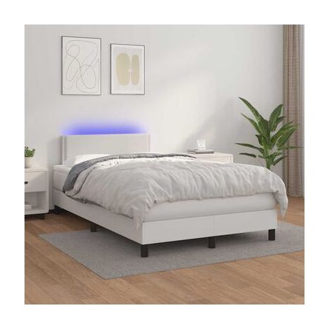 Sommier champignon avec éclairage LED, matelas, blanc, 120 × 190 cm, similicuir, éclairage led d’ambiance, meuble de chambre, design contemporain, montage facile (1/5)