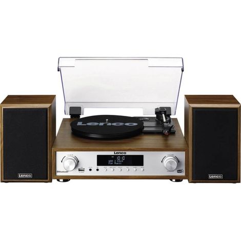 Platine vinyle Lenco MC160WD – Tourne-disque manuel en bois – Entraînement par courroie – Connecteur USB et Bluetooth
