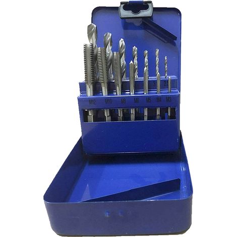 SET PUNTE TRAPANO E FILETTATURA 14 PZ M3 M12 2,5 10,2 MM PUNTA CASSETTA 482 EN