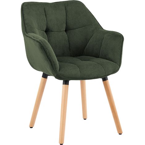 Silla de comedor Milford tapizada en pana Verde pana (1/5)