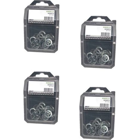 4 Coques de 100 Rondelles Grower M8 mm - NFE 25515 - Zingué blanc - D-Work (1/4)