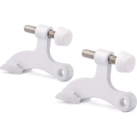 2 Pack Hinge Pin Door Stopper Brushed Satin Nickel - Adjustable Heavy Duty Hinge Pin Door Stop with White Rubber Bumper Tips,White (1/5)