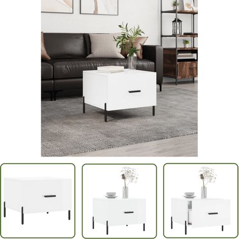 The Living Store Couchtisch Hochglanz-Weiß 50x50x40 cm Holzwerkstoff - Couchtisch - Wohnzimmerstil - Holzwerkstoff - Weißer Couchtisch - Sideboard (1/5)