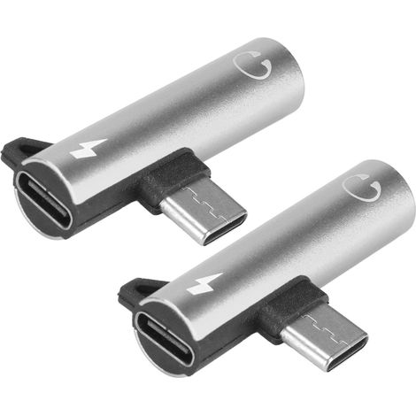 Adaptateur USB-C vers Jack 3,5mm avec Charge Rapide, Compatible Smartphone et iPad, Design Argenté