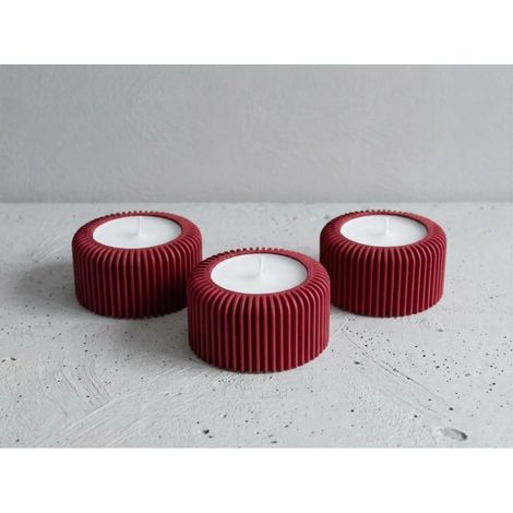 Lot de 3 photophores pour petites bougies chauffe-plat Design moderne en plastique bio (rouge, 3 cm) (1/5)