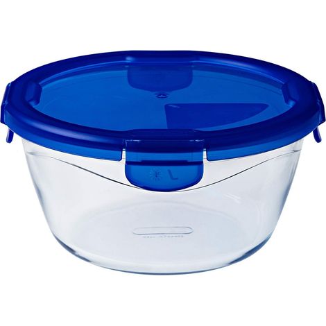Pyrex Cook&Go Teglia Multiuso Tonda con Coperchio ermetico, TrasparenteYBlu, 2.41 cm (1/5)