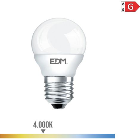 Bombilla LED EDM Esférica E27 5W 400lm 4000K Luz Día Ø4,5x8cm (1/4)