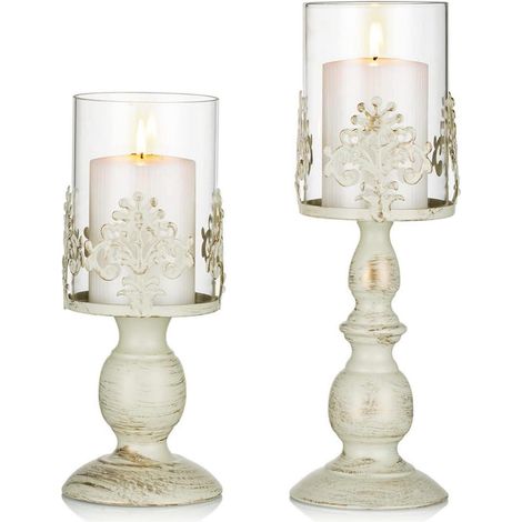 Kerzenständer Eisen Kerzenhalter Lampenschirm Klein und Groß Elfenbein (1/5)