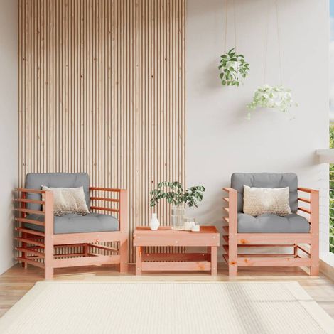 Lot de 2 Chaises de jardin avec coussins Fauteuil de Jardin scandinave bois massif douglas 94171