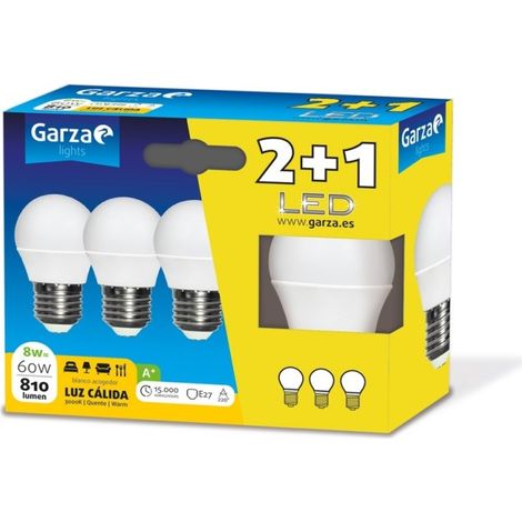 Lampara ilumin esf. led garza e27 8w 810lm 3000k 3 pz (1/2)