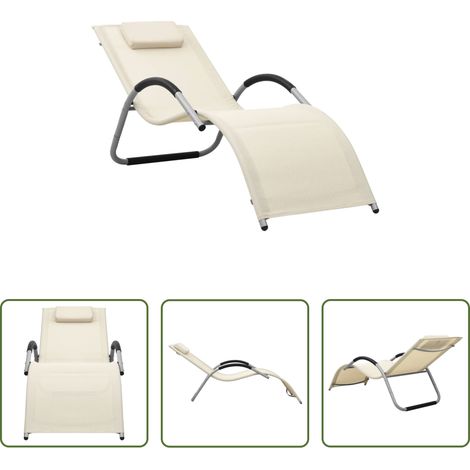 Gartenliege - Sonnenliege Textilene Creme und Grau (1/5)
