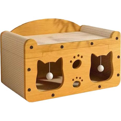 Griffoir Canapé avec Boule Antidérapant Multifonctionnel Maison en Carton pour Chat Pour Jeux Intérieur Extérieur, Exercice, Anti-ennui, Moments en (1/5)