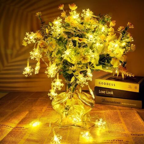 Snowflake Light Garland, 6M 40 LED, 2 Modes Monochrome and Bright Indoor Light Garland, Christmas Decoration Wedding Birthday Party Garden Bedroom [Energy Class E] (1/4)