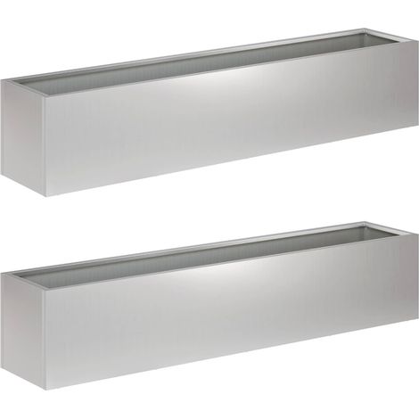 Cache-pot de jardin 2 pc Argenté 80 x 20 x 20 cm vidaXL