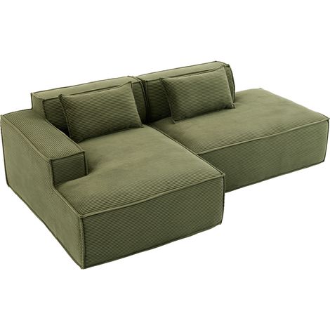 Divano in tessuto verde 233 cm con 2 cuscini e imbottitura a molle e schiuma MODENUIT (1/5)