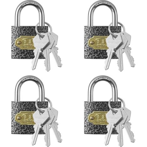 Lot de 4 cadenas 32mm, mêmes clés, avec 3 clés par serrure