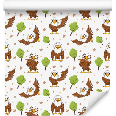 Papier peint Aigles Blanc et Citron Vert pour Salon et Chambre 50x1000 cm (1/5)