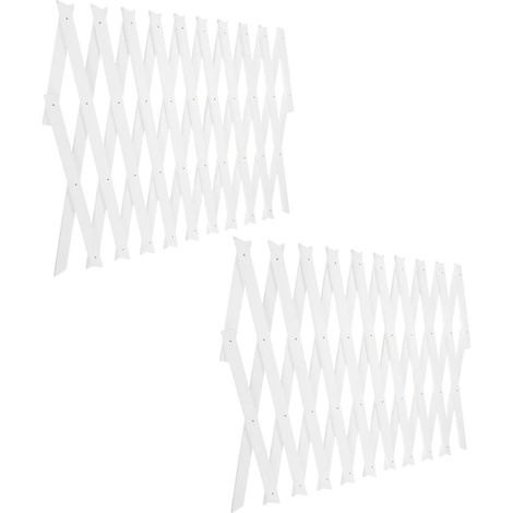 Lot de 2 Treillis de Jardin Extensibles en Bois Blanc H44 Cm – Panneaux Muraux pour Plantes Grimpantes D’extérieur, Support Décoratif pour Rosiers et Vignes, Treillis de (1/5)