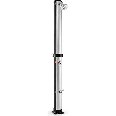 COSTWAY Solardusche 38 Liter 217,5 cm bis 60°C Gartendusche mit schwenkbarem Duschkopf & Fussdusche inkl. Gartenschlauch-Anschluss Aussendusche für Pool, Strand, Garten Silber (1/5)