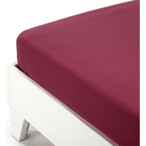 CALEFFI Lenzuolo Inferiore Matrimoniale Cotone Tinta Unita Bordeaux (1/2)