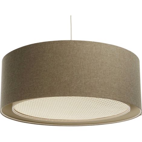 Suspension bohème élégante tissu et rotin lumière douce - Ø 50 cm - H20 cm (1/5)
