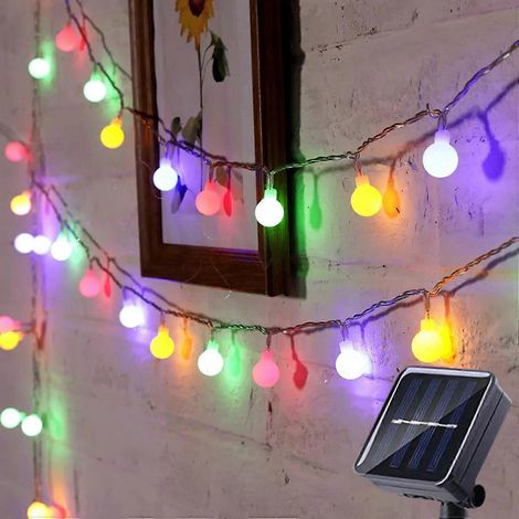 Guirlande lumineuse solaire LED étanche de 13 m (100 LED multicolores) pour terrasse jardin mariage et fêtes - Couleurs variées (1/5)