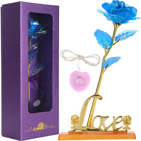 Rose transparente avec présentoir en forme de cœur, collection artisanale, boîte d'emballage violette, bleu et couleur (1/5)
