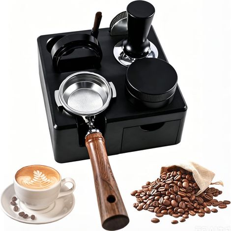 Café Tamper Station 51/53/58 mm, Antidérapant Barista Accessoires, Station de Tamper pour Ranger les Kit Barista, Support de Bourrage pour Machine à Expresso, Espresso Tamper(Noir) (1/5)