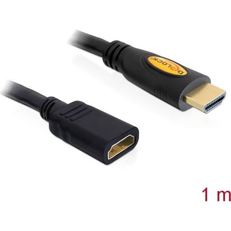 Delock HDMI Prolunga Spina HDMI-A, Presa HDMI-A 1.00 m Nero 83079 UHD 4K,, contatti connettore dorati Cavo HDMI (1/3)