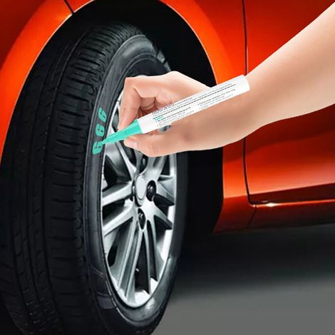 Set mit 2 grünen Autoreifen-Farbstiften, professioneller wasserfester Reifenmarker, Autoreparaturstift, wasserfeste Tinte, feine Präzision, für den Außenbereich geeignet. (1/5)