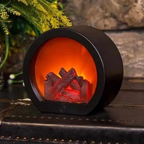 Cheminée électrique, Cheminée Décorative, Cheminées à LED, Lampe De Cheminées avec Effet Flamme, Lanterne De Cheminée pour Intérieur Et Extérieur, Salon, Terrasse, Chambre, Alimentation USB Et Piles (1/5)