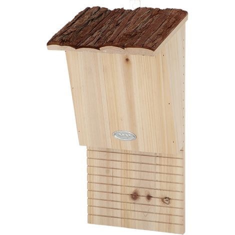 Nichoir chauve-souris en bois de sapin FSC 100% – Toit en écorce – Hauteur 39,5 cm pour habitat naturel – Bien ventilé – Best For Birds