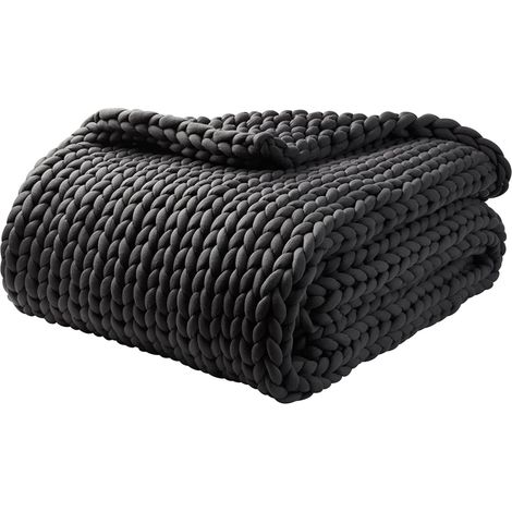 Plaid en grosse maille, plaid en fibres acryliques douces, plaid crocheté à torsades épaisses fait main, grand plaid en grosse laine, plaid à nœuds en corde pour canapé et décoration intérieure (1/5)