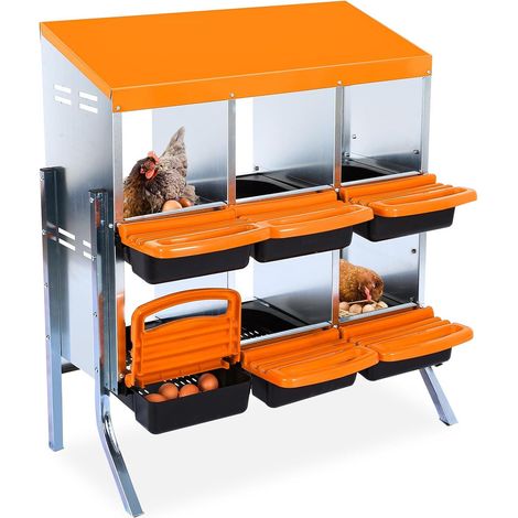 Pondoir pour poules 6 emplacements nichoir en métal avec fond,81x52x95cm (1/5)