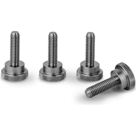 M6x20 mm Rändelschrauben mit Schulter – 4er-Pack – Edelstahl – Werkzeuglose manuelle Montage – Industrie und Heimwerkerbedarf – Silber (1/5)