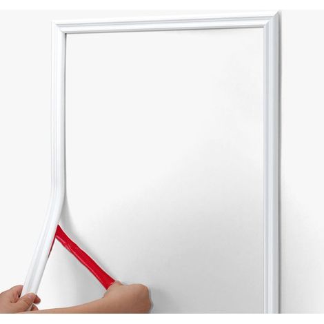 Baguette décorative murale autocollante flexible 3 m x 3,2 cm, moulure blanche pour salon et chambre, finition murale 3D DIY pour portes d'armoires et cadres photo (1/5)