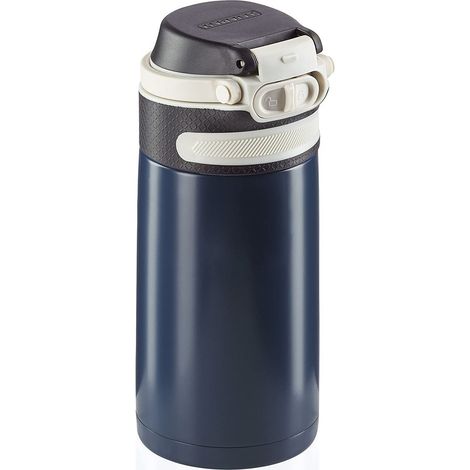 Leifheit Flip Borraccia termica 350 ml, Borraccia acciaio con chiusura ermetica e resistente al calore, Pratico thermos caffè portatile, blu (1/5)
