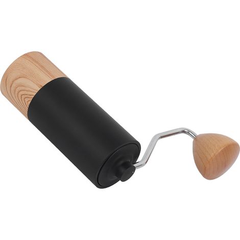 Moulin à café manuel avec réglages ajustables, broyeur en acier inoxydable à meules en acier pour cafetière à piston, expresso, café turc ou infusion à froid, grain de bois clair. (1/5)