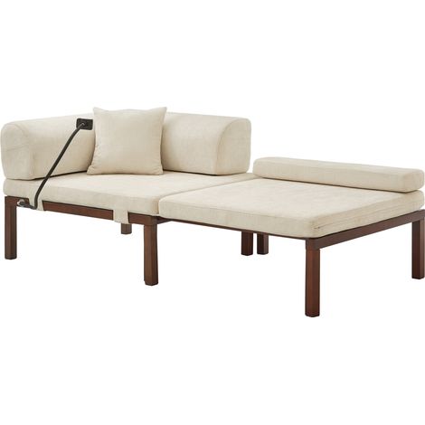 CHICFURN Sofá cama 1 plaza 176x81 cm terciopelo beige, estructura de madera ahorra espacio (1/5)