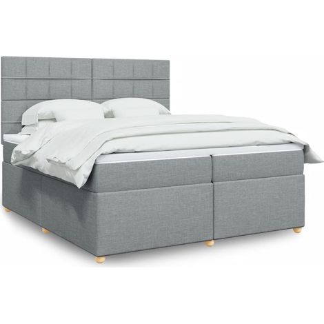Boxspringbett mit Matratze Hellgrau 200x200 cm Stoff