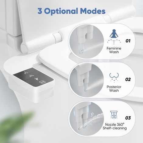 Bidet per WC, WC giapponese, spruzzatore per bidet non elettrico con doppi ugelli autopulenti retrattili, montaggio per bidet ultrasottile (1/4)