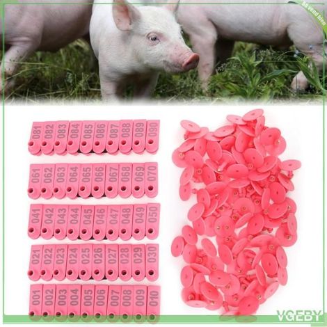 Étiquette d'oreille - FAFEICY - Kit 100 pcs - Rose - Plastique - Pour moutons/bovins (1/5)
