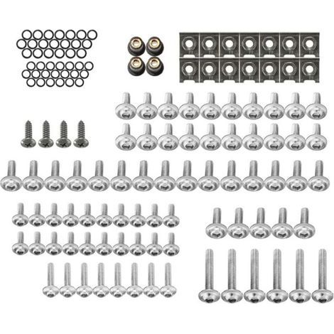 137 Pièces Kit De Boulons De Corps De Carénage De Moto, Kit Visserie Fixations Clip Vis Set En Aluminium Clip De Fixation Clips D'Écrou De Corps,Argent (1/3)