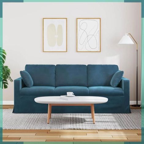 Canapé - 42024439 - Bleu - Velours - 198 x 78 x 80 cm (1/5)