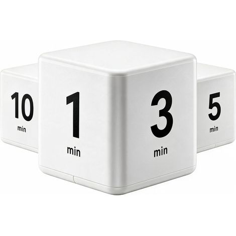 Minuteur visuel White Cube avec compte à rebours et préréglages de 1, 3, 5 et 10 minutes. Minuteur silencieux à bascule, idéal pour les enfants, la salle de classe, les études, la cuisine et le bureau