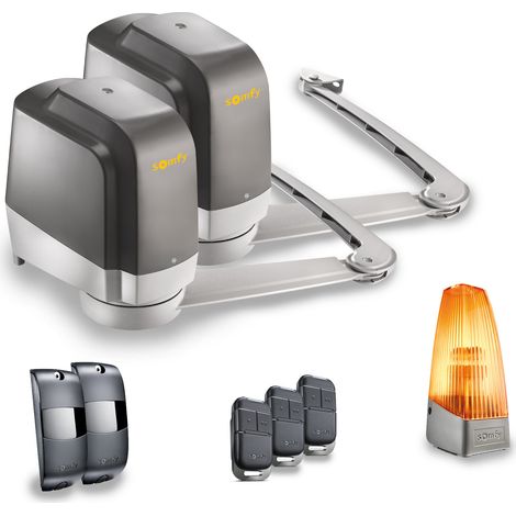 SOMFY 1241770 - Motorisation à bras Lockyvia Essential RTS pour portail battant - Livrée avec 3 télécommandes Keypop, feu clignotant, et photocellules