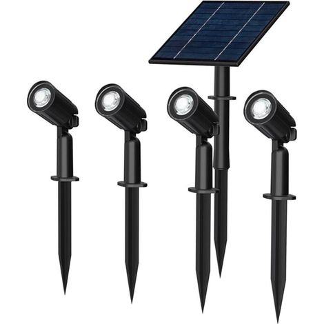 4 Faretti Led Luce Calda Faretto Con Pannello Solare Picchetto Da Giardino Ip65 (1/4)