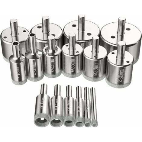 Kit Scies-Cloches Diamantées 6-50 mm - 16 pcs - Perçage Verre, Acier, Céramique, Porcelaine, Carrelage, Marbre (1/5)