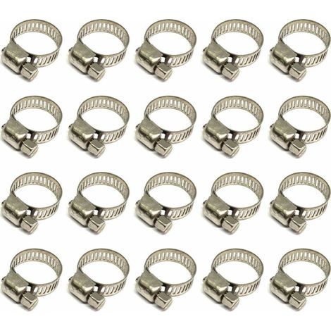 20 Pièces Collier De Serrage Tuyau, Collier De Serrage Tuyau Réglable 12-20mm, 304 Collier De Serrage Inox, Collier Serrage Métallique, Pour Tuyau, Home Gaz, Famille Tuyau D'eau, Câble, Robin (1/5)
